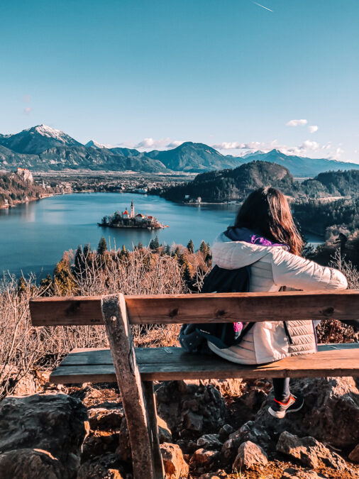 vista del lago di bled da mala ojstrica slovenia